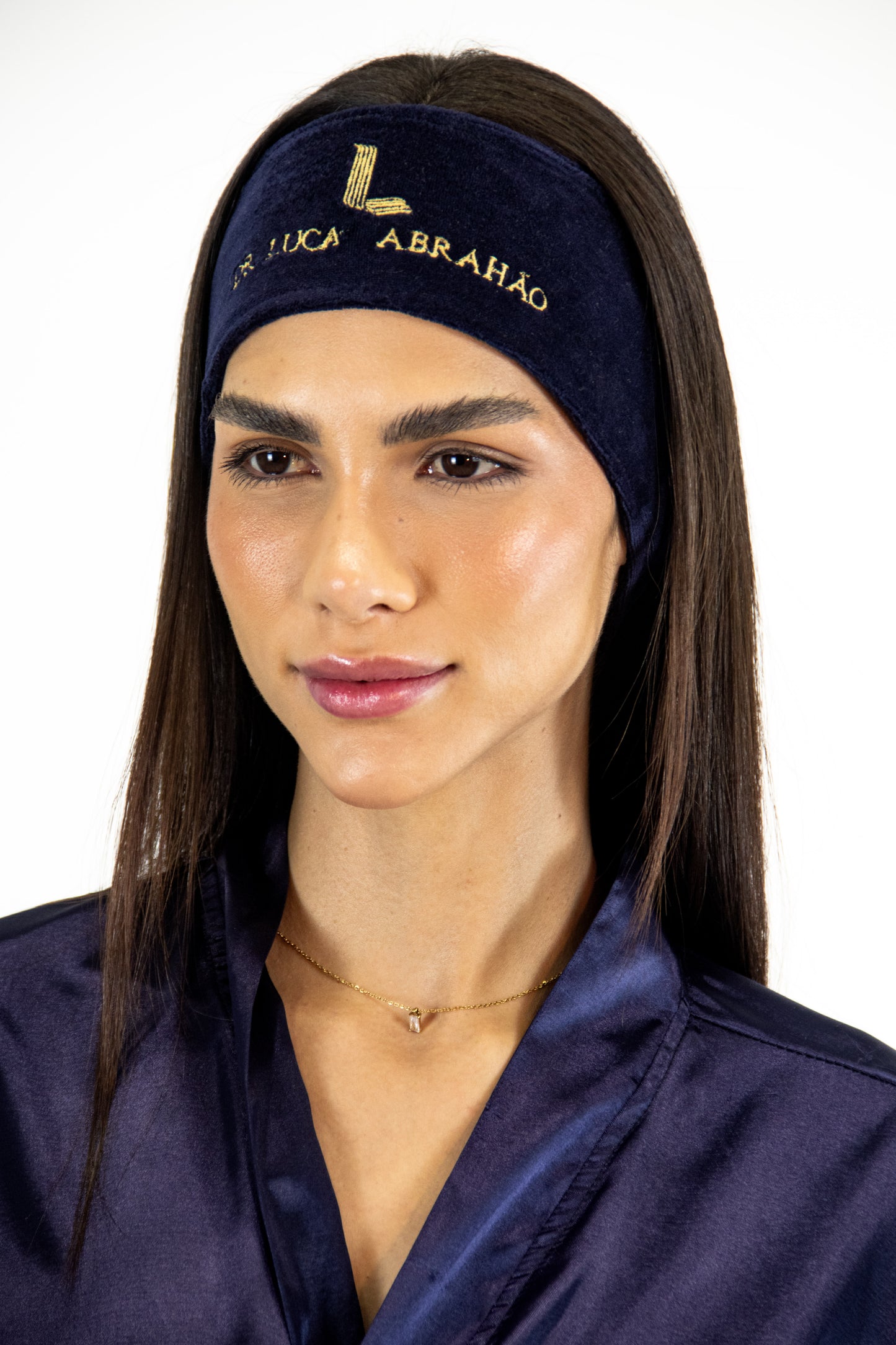 Faixa Capilar Velcro Plush Elegance Personalizada em Bordado