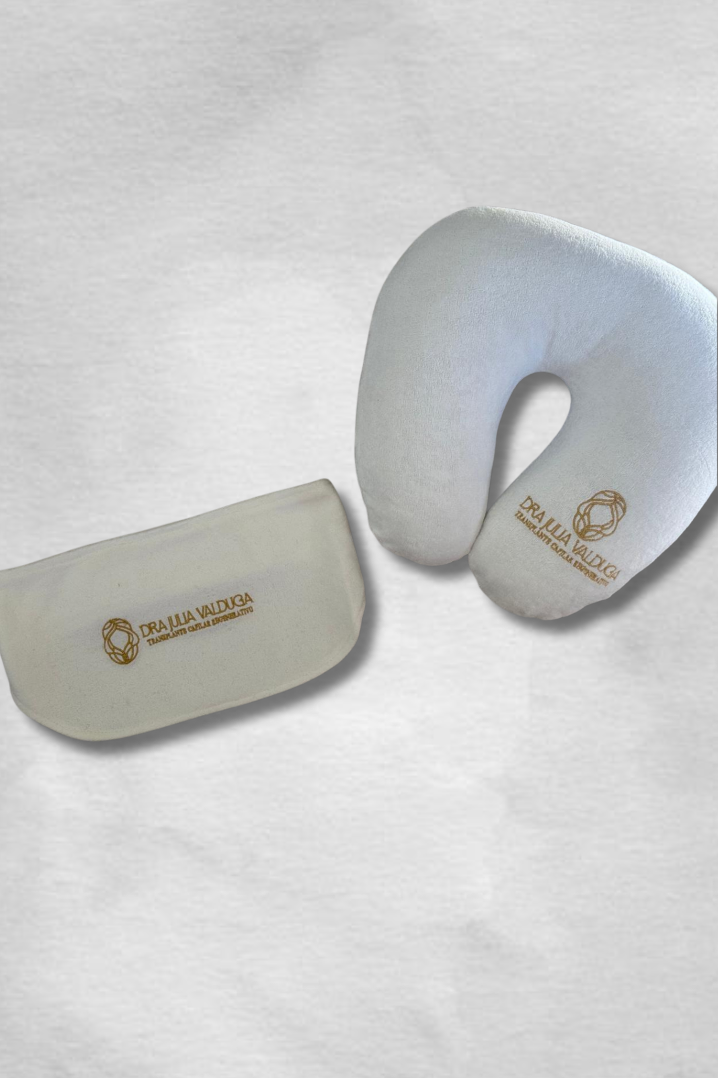 Kit Faixa Pós Transplante Capilar e Travesseiro de Pescoço Personalizado Branco