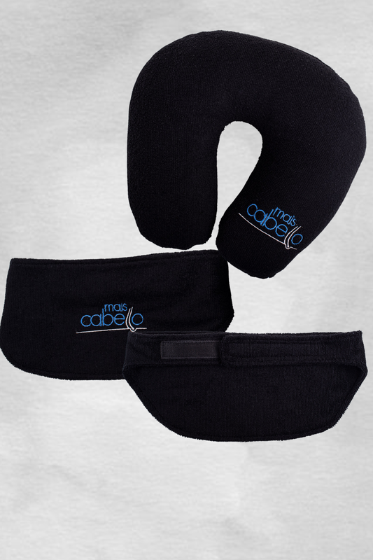Kit Faixa Pós Transplante Capilar e Travesseiro Pescoço Personalizado Preto