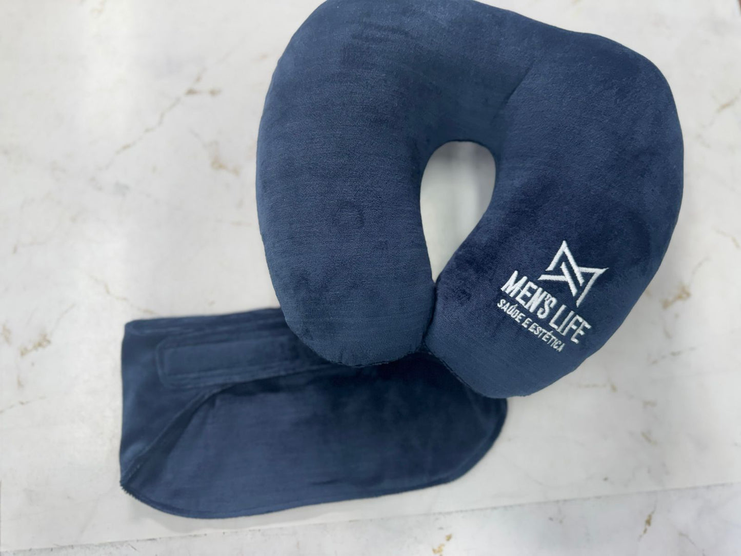 Kit Faixa Pós Transplante Capilar e Travesseiro de Pescoço Personalizado Marinho