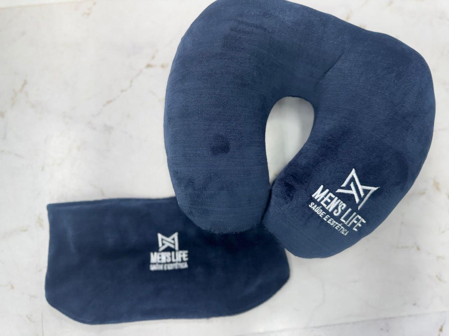 Kit Faixa Pós Transplante Capilar e Travesseiro de Pescoço Personalizado Marinho